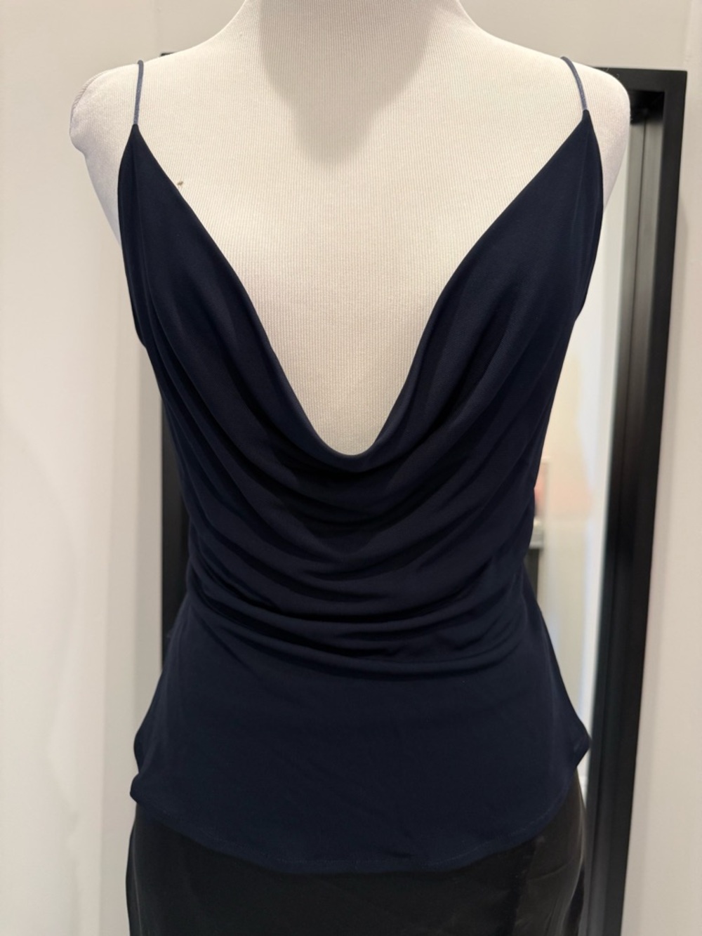 Rare vintage Yigal Azrouel Navy Draped Cowl Silk Camisole